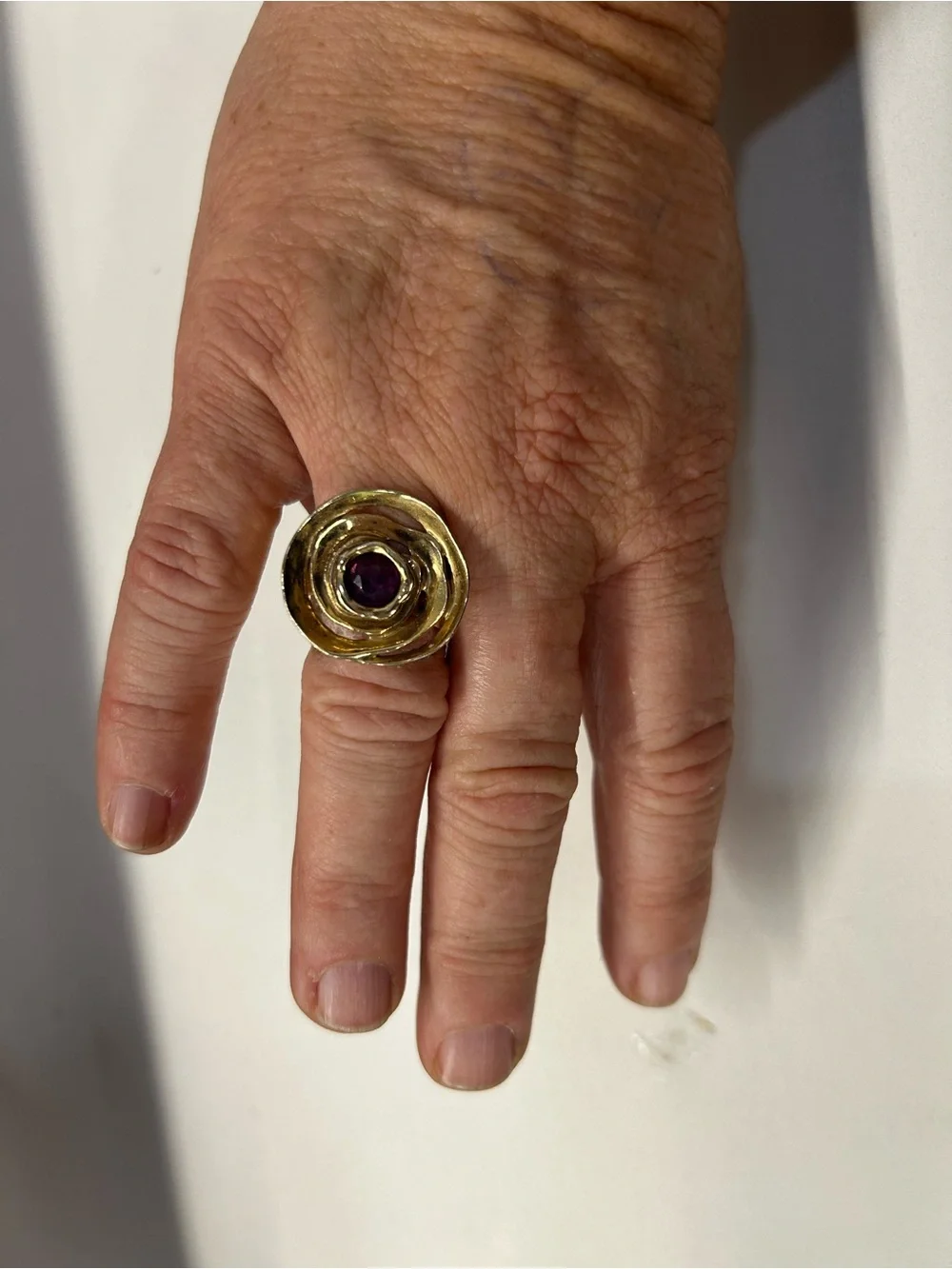LIRM 925 Vermeil Brutalist Amethyst ring size 6.5
